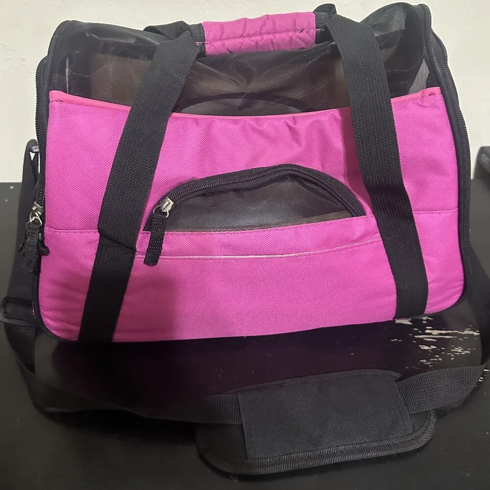 😻 🐶 🐾 💞 Pink & Black Comfort Pet Carrier - Small Dog/Cat Travel Tote Bag